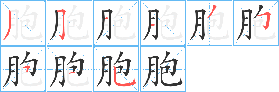 丑字的笔顺分步演示